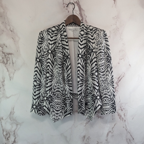 Rebecca Minkoff Blazer Women 4 Small Black White Becky Silk Jacket Office - Picture 1 of 13